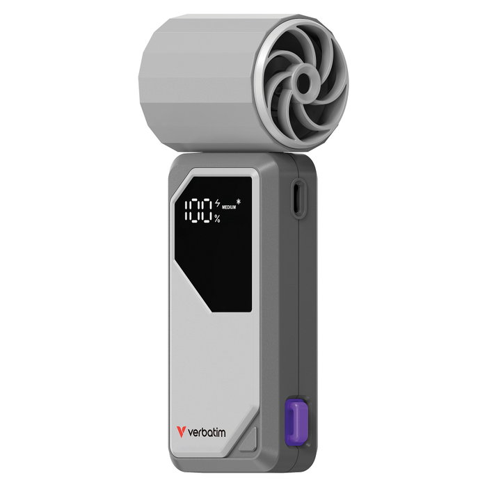 Verbatim Cool n Go AirJet Ventilador de Mano Recargable Gris y Púrpura 6W 4000mAh Verbatim Cool n Go AirJet Ventilador de Mano Recargable Gris y Púrpura 6W 4000mAh