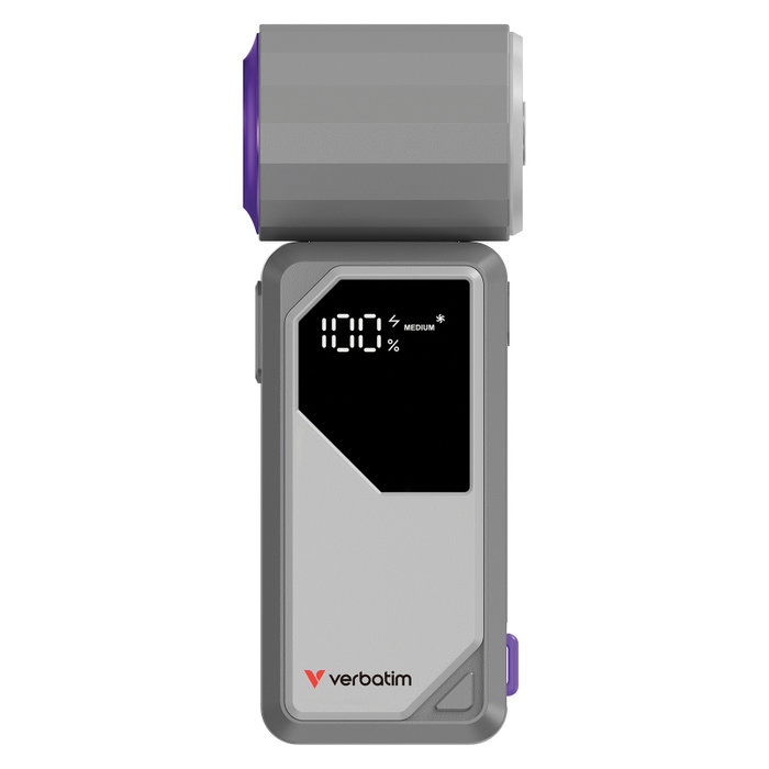 Verbatim Cool n Go AirJet Ventilador de Mano Recargable Gris y Púrpura 6W 4000mAh Verbatim Cool n Go AirJet Ventilador de Mano Recargable Gris y Púrpura 6W 4000mAh