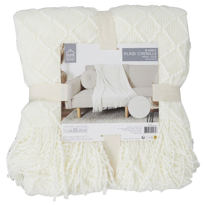 Home Deco Factory Manta Chenilla Crema 120x150