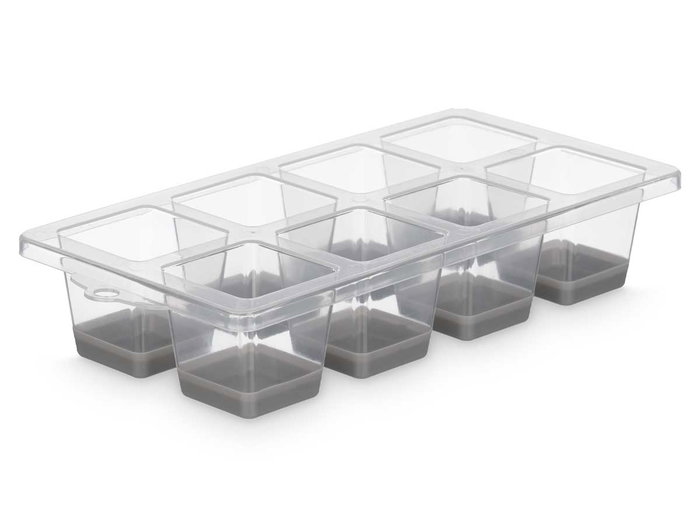 Leknes Cubitera 8 Huecos Gris 27x5x13cm de Plástico (Set de 24)