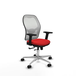 PIQUERAS Y CRESPO Silla de oficina Jorquera con mecanismo Sincro/Traslack, Rojo y Blanco