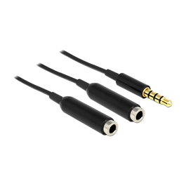 Delock 65575 Cable 3.5mm Macho a 2x 3.5mm Hembra, 0.25m, Negro