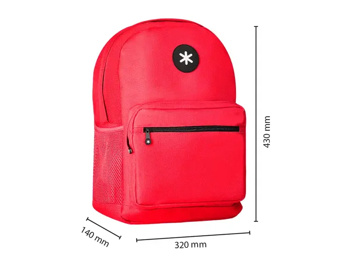 Antartik Mochila Escolar Roja 320x140x430 mm con Bolsillo Portátil 15.6" y Múltiples Bolsillos