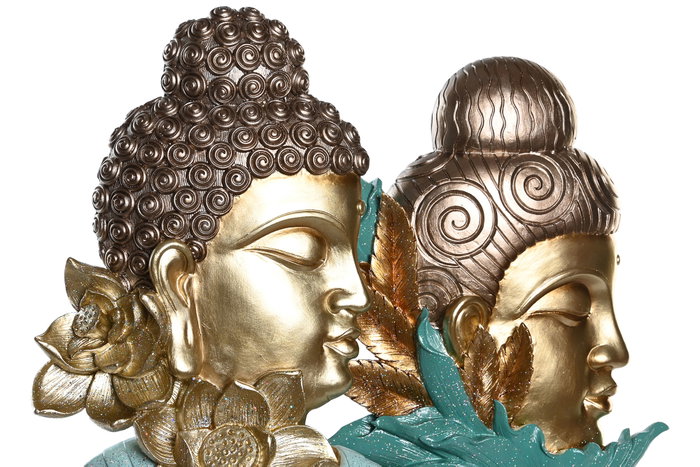 DKD Home Decor Figuras de Buda en Resina y Metal (Pack de 2)