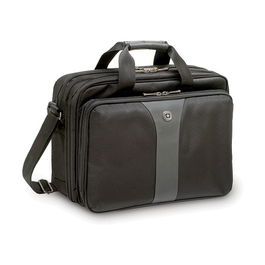 Wenger Legacy Maletín para portátil de 16 pulgadas, Doble Compartimento, Negro/Gris