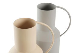 DKD Home Decor Jarrón Moderno Beige Gris Metal 11 x 25 x 14 cm (4 Unidades)