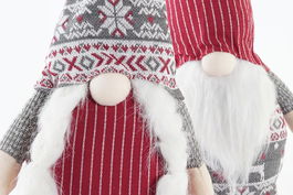 DKD Home Decor Figura Navidad Tradicional Rojo Gris Poliester 14 x 58 x 24 cm (2 Unidades)