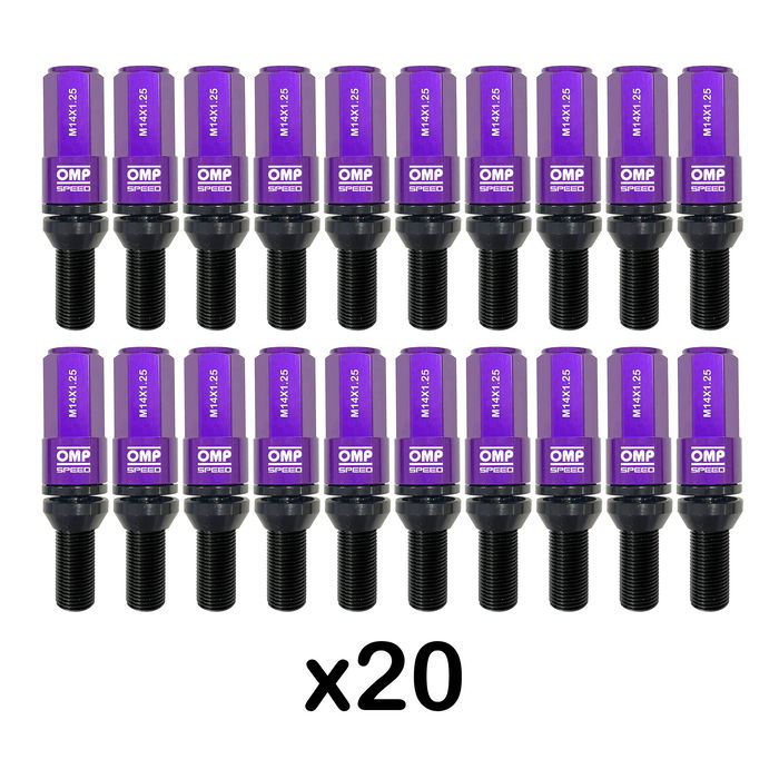 Kit de tornillos OMP OMPS09971411 28 mm Morado M14 x 1,25