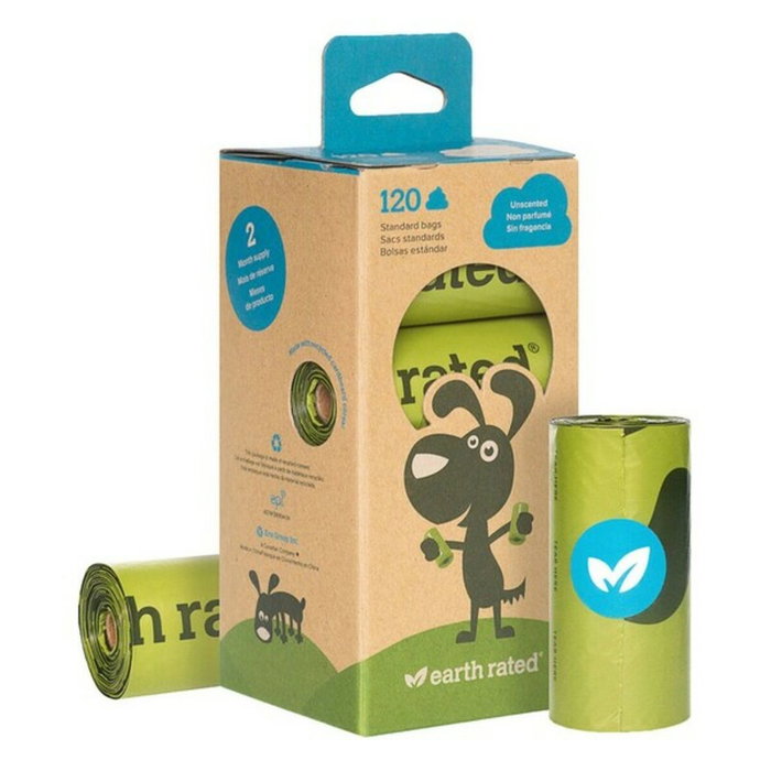 Earth Rated Rollos de Bolsas de Recambio para Mascotas Sin Perfume (21 x 15 u)