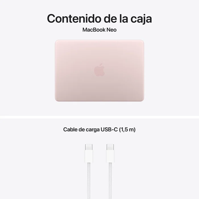 Apple MacBook Neo 13 pulgadas, Chip A18 Pro, 8GB RAM, 256GB SSD, Rosa nube Apple MacBook Neo 13 pulgadas, Chip A18 Pro, 8GB RAM, 256GB SSD, Rosa nube