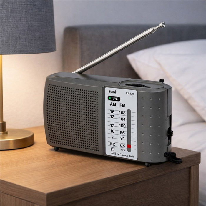 SAMI Radio 2 Bandas con Auriculares, Horizontal, Gris