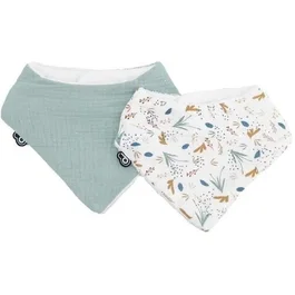Domiva Pack de 2 Baberos Bandana Muselina - DOM3700948338582 - Estampado Celadón Sobre el Agua