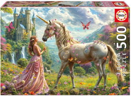 EDUCA BORRAS Puzzle de 500 piezas Hadas y unicornios con mariposas