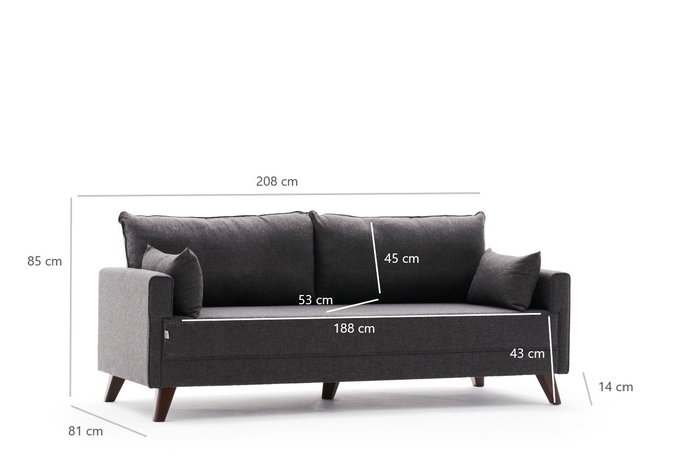 Atelier Del Sofa Sofá-Cama Bella 3 Plazas Antracita