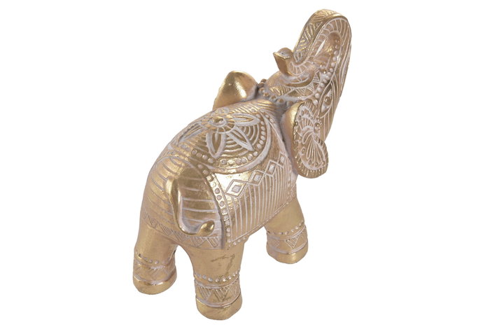 DKD Home Decor Figura de Elefante en Resina Dorado y Marrón