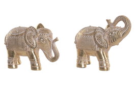 DKD Home Decor Figura de Elefante en Resina Dorado y Marrón