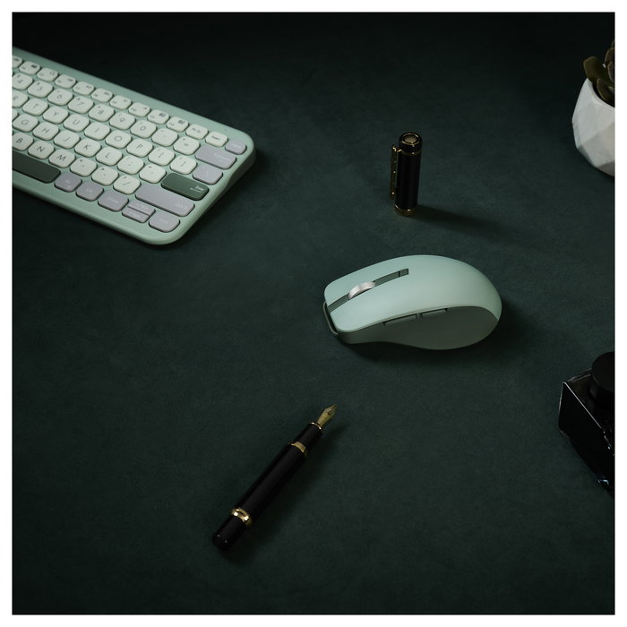 ASUS MD200 Silent Plus Ratón Óptico Inalámbrico RF y Bluetooth 4200 DPI Ambidiestro Verde con 6 Botones Programables