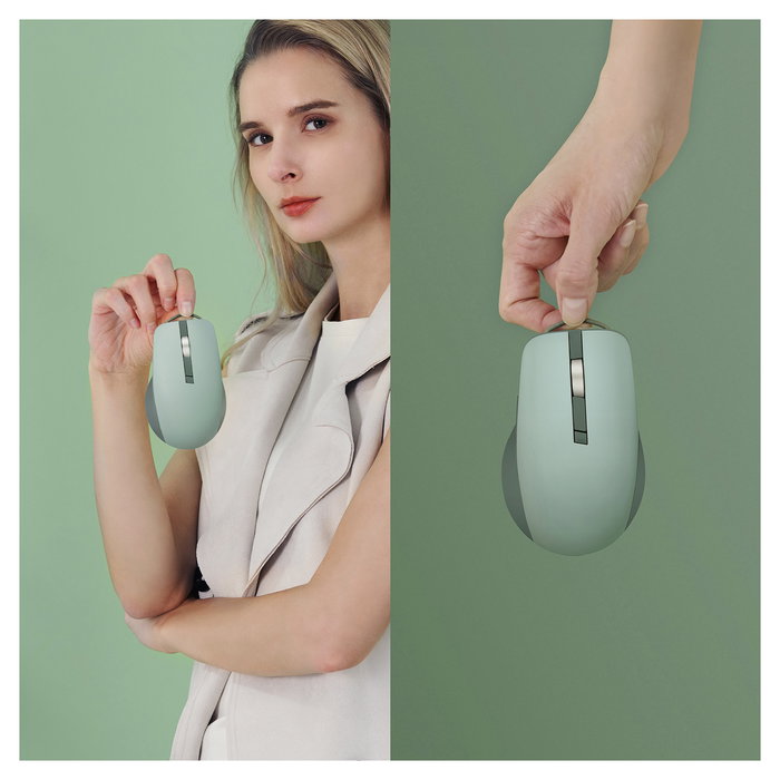 ASUS MD200 Silent Plus Ratón Óptico Inalámbrico RF y Bluetooth 4200 DPI Ambidiestro Verde con 6 Botones Programables