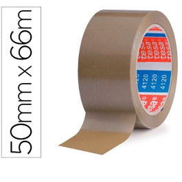 Tesa Cinta adhesiva PVC color marrón 66 m x 50 mm para embalaje