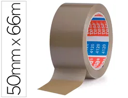 Tesa Cinta Adhesiva PVC Marrón 66 m x 50 mm, Precinto para Embala