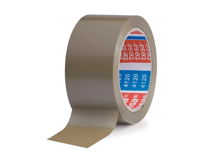 Tesa Cinta Adhesiva PVC Marrón 66 m x 50 mm, Precinto para Embala