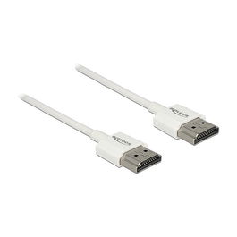 Delock Cable HDMI 85126 2.0 con Ethernet, 4K 3D, ARC, 18 Gbit/s, 1.5 m, Blanco, para TV, Monitor, PC, Consola