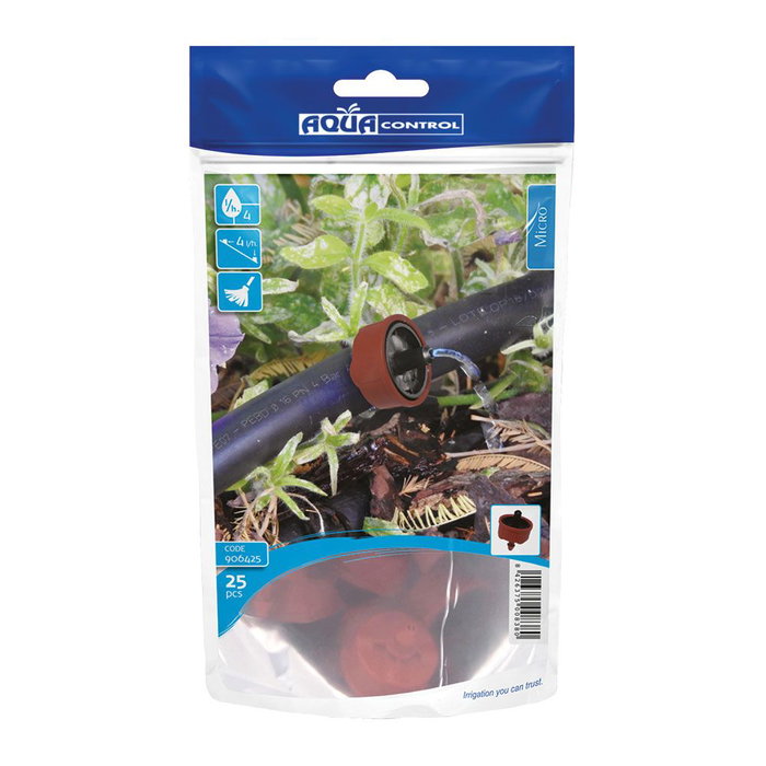 Aqua Control Gotero Autocompensado 4 l/h, 25 uds, Autolimpiable, Polipropileno, Marrón Aqua Control Gotero Autocompensado 4 l/h, 25 uds, Autolimpiable, Polipropileno, Marrón
