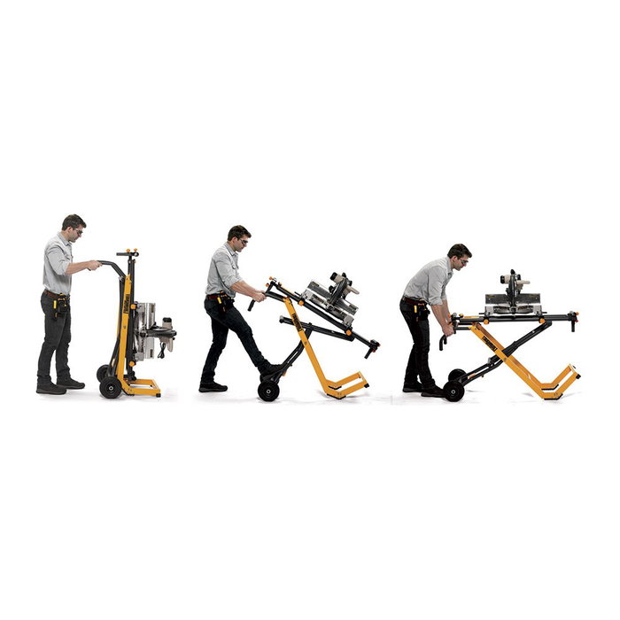 Toughbuilt Soporte para Sierra de Inglete Universal TB-S600, Base Universal Plegable con Ruedas de 22 cm y Extensión de 3 m para Material, Incluye Bandeja y Soportes