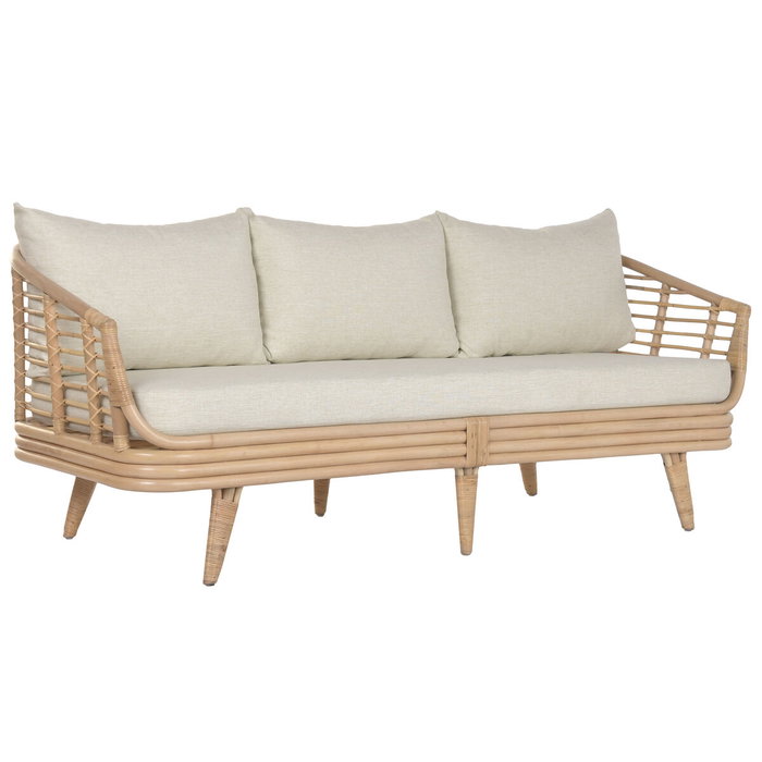 DKD Home Decor Sofá de Ratán y Poliéster Natural