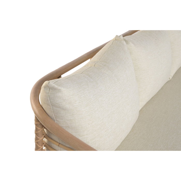 DKD Home Decor Sofá de Ratán y Poliéster Natural