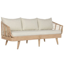 DKD Home Decor Sofá Balines Natural Beige Ratan Poliester 200 cm
