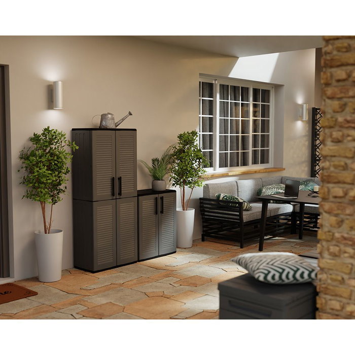 Art Plast Armario Alto Línea Easy con Estantes Ajustables, Polipropileno Reciclable Gris Oscuro, 68 x 37 x 163 cm