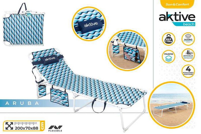 Color Baby Hamaca Plegable de Playa XXL 200x70x88cm con Cojín y Bolsa