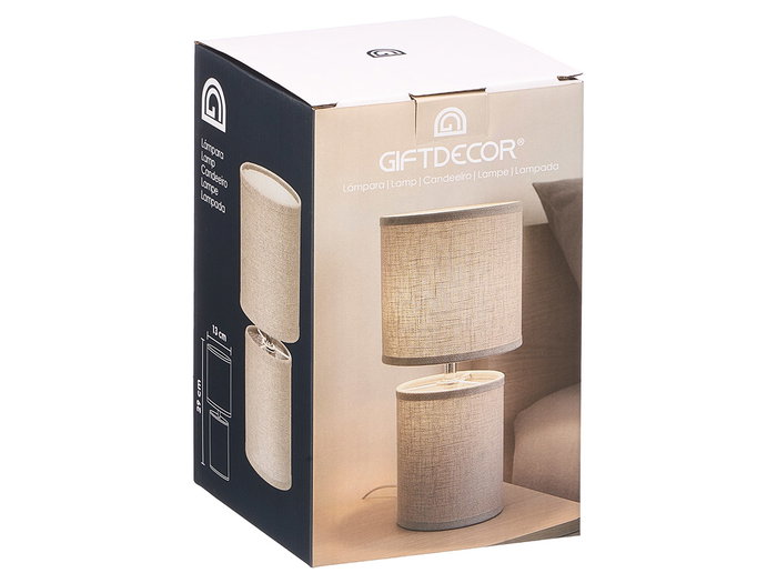 Giftdecor Lampara Sobremesa Tela Gris 13 cm x 20 cm x 13 cm (Set de 12)