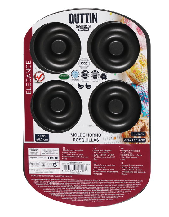 Quttin Molde para Horno de Rosquillas 6 Unidades 8.5 cm (12 Unidades)