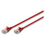 Digitus Cable de Red Patch Cat 6A F/FTP Slim, 0.5 m, Rojo, Ethernet 10 Gbps, PoE+, 32 AWG, Compatible RJ-45