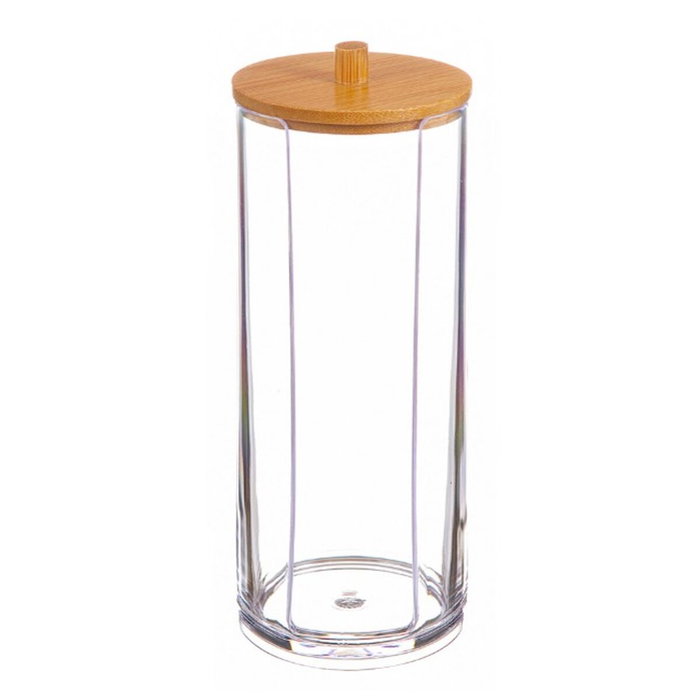 Ballete Dispensador para discos de algodón con tapa de bambú Ballete Dispensador para discos de algodón con tapa de bambú