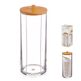 Ballete Dispensador para discos de algodón con tapa de bambú Ø7,3x18,5 cm