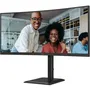 AOC CU34E4CV - Monitor Curvo Profesional Ultrapanorámico 34" WQHD 3440x1440, 120Hz, HDR10, USB-C PD 90W, Smart KVM, Altura Ajustable, Negro