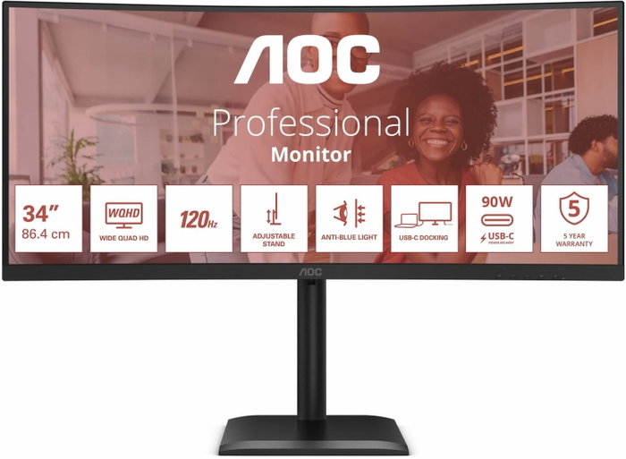 AOC CU34E4CV Monitor Profesional Curvo 34 pulg. WQHD 120Hz AOC CU34E4CV Monitor Profesional Curvo 34 pulg. WQHD 120Hz