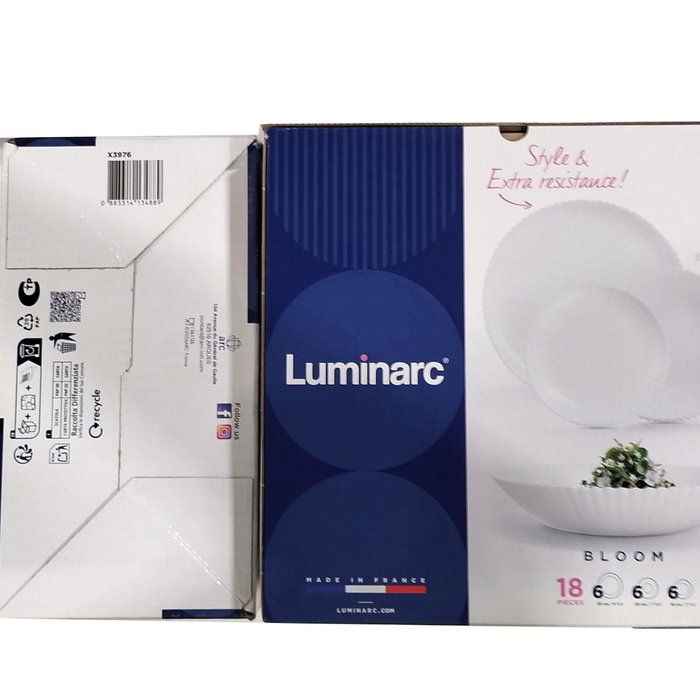 Luminarc Bloom Vajilla Opal de 18 Piezas Blanco