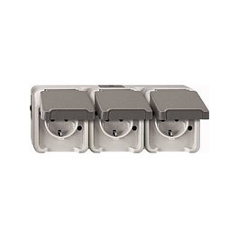 MERTEN MEG2391-8029 Toma de corriente Schuko triple gris claro horizontal