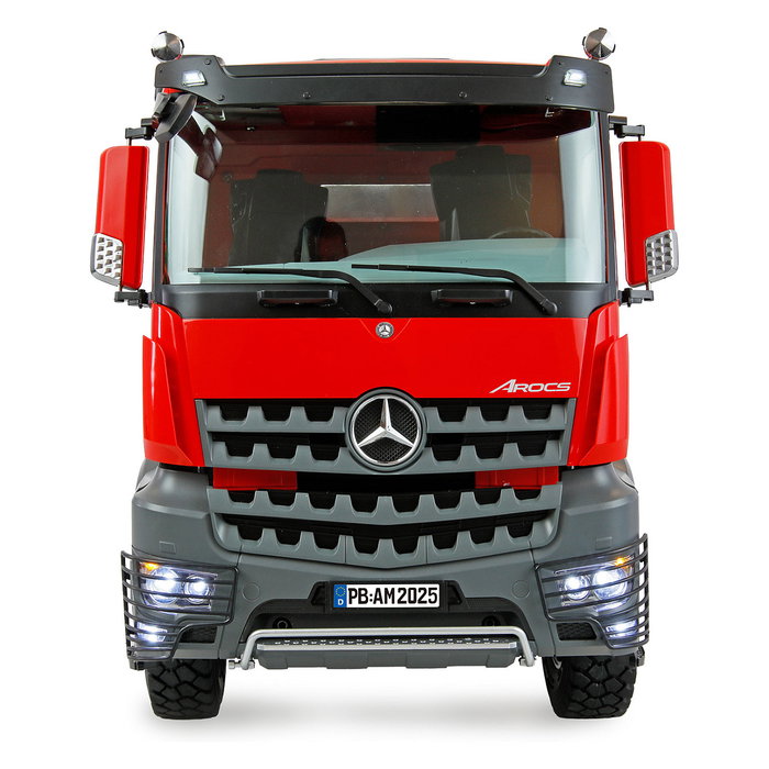 AMEWI Mercedes-Benz Arocs 6x6 Muldenkipper 1:14 RTR, Camión Basculante Eléctrico Radio Control, 595 mm, 6.1 kg, 5000 mAh, 14+ años, Rojo/Gris
