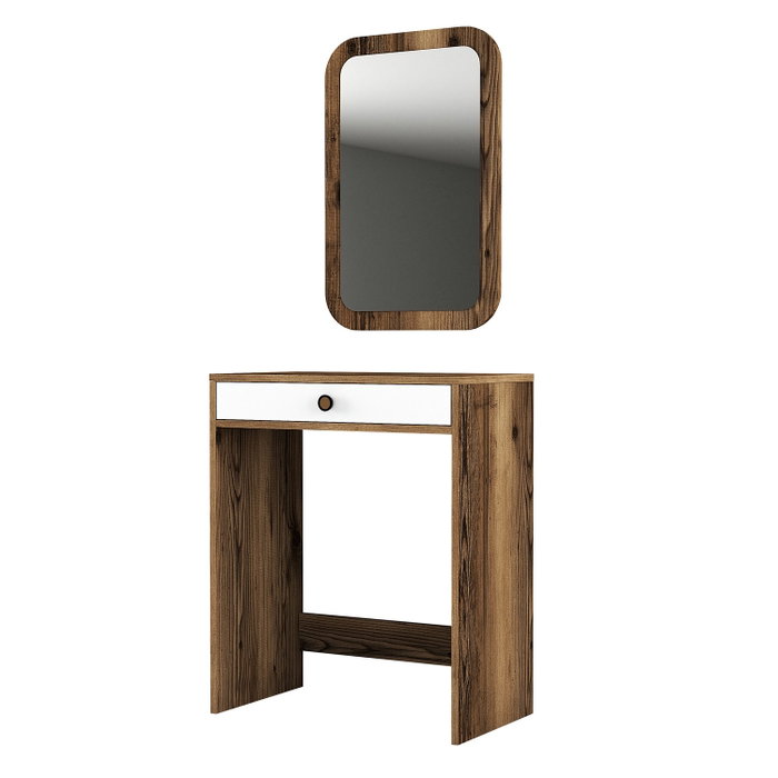 Hanah Home Mesa de Maquillaje Lizbon Mirror - Nogal y Blanco
