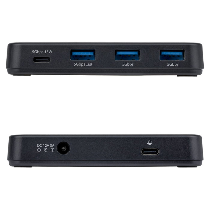 Startech Hub USB-C de 4 Puertos 5 Gbps con Cable Host 2-en-1 y BC 1.2: 1x USB-C, 3x USB-A y Alimentación Externa