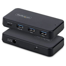 Startech Hub USB-C de 4 Puertos 5 Gbps con Cable Host 2-en-1 y BC 1.2: 1x USB-C, 3x USB-A y Alimentación Externa