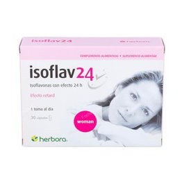 HERBORA Isoflav 24 30 Cápsulas con Soja, GABA y Vitaminas - Efecto 24 Horas