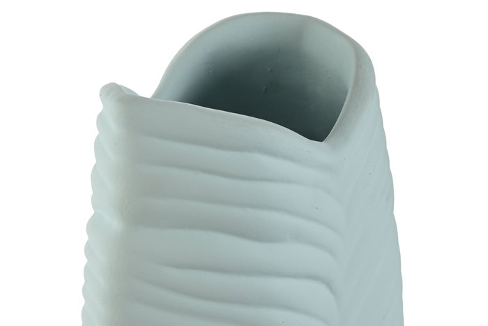 DKD Home Decor Jarrón de Gres Hoja Azul Celeste