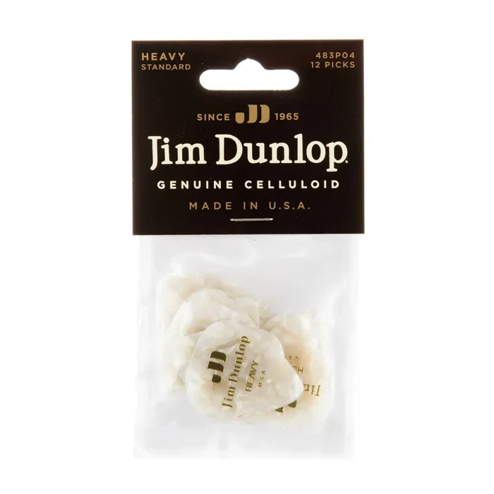 Dunlop Pack 72 Púas Genuine Celluloid Classic Blanco Perlado - Heavy