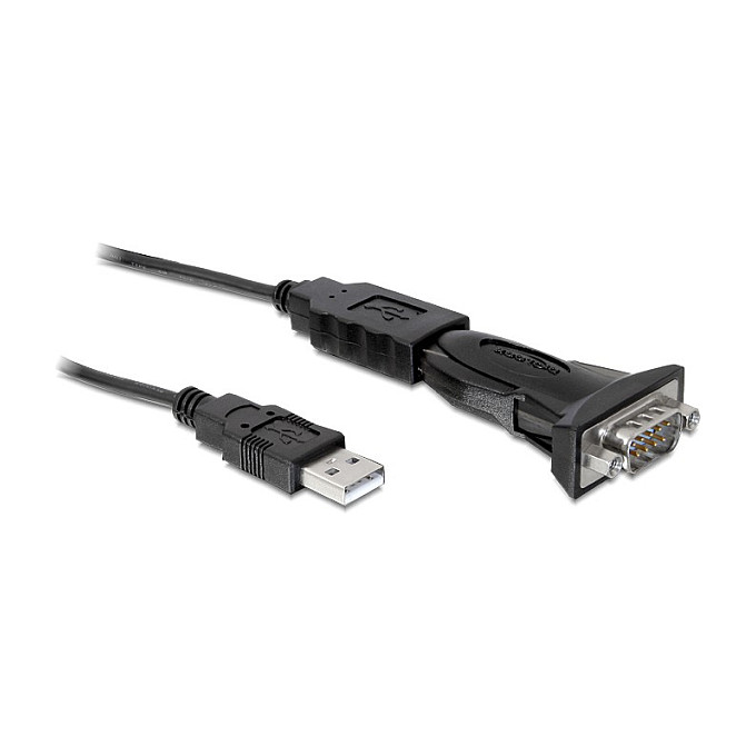 DeLOCK Adaptador USB 2.0 a Serie (ST-ST) DB9 de 0,8m, Compatible con Windows, Linux y Mac, Cable Negro